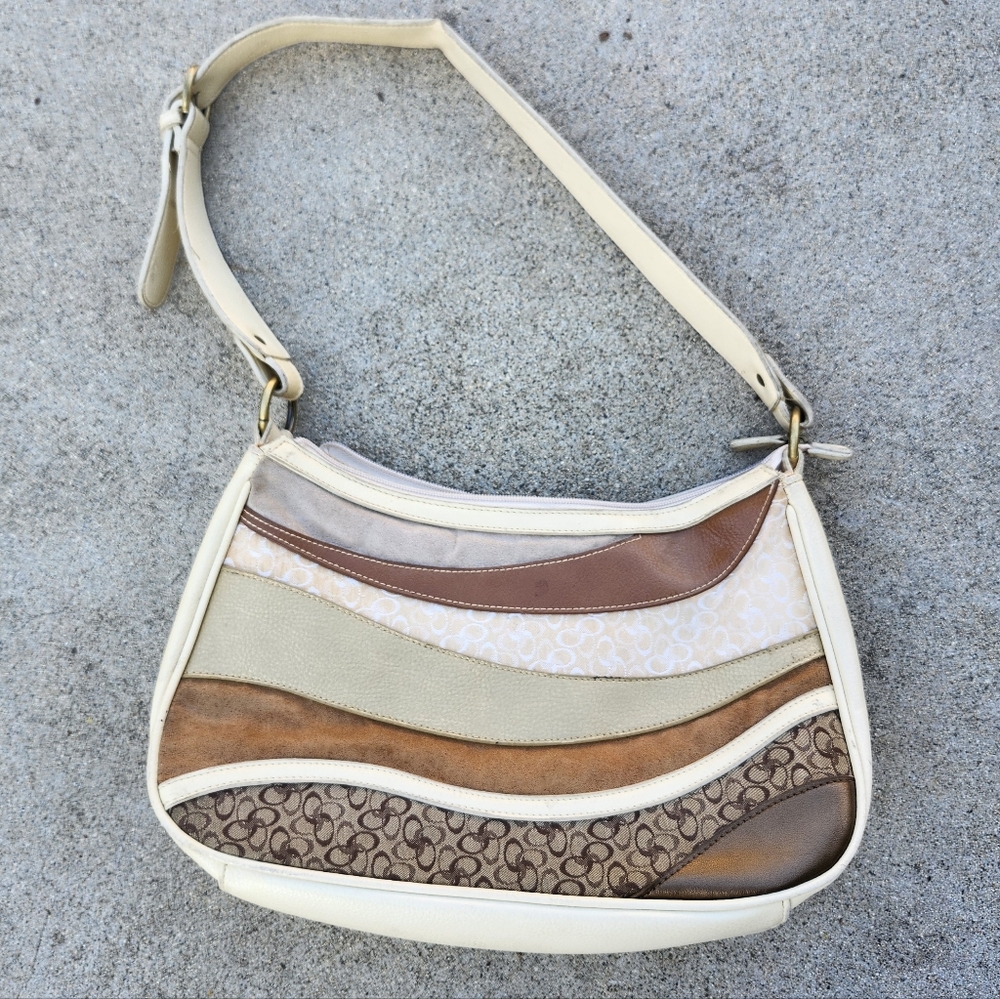 vintage y2k fake designer looking patchwork hand bag